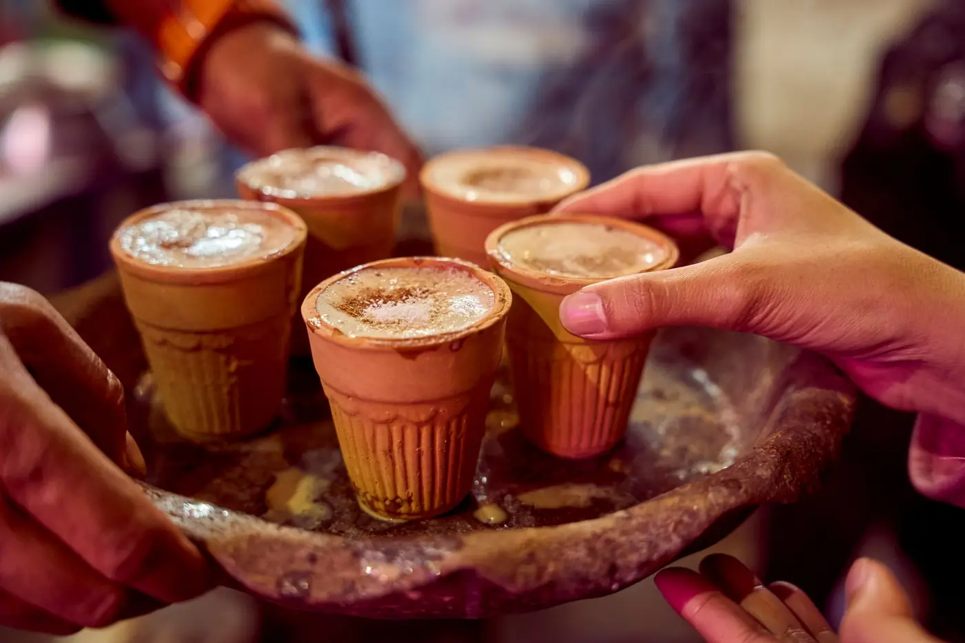 Masala chai served in clay cups